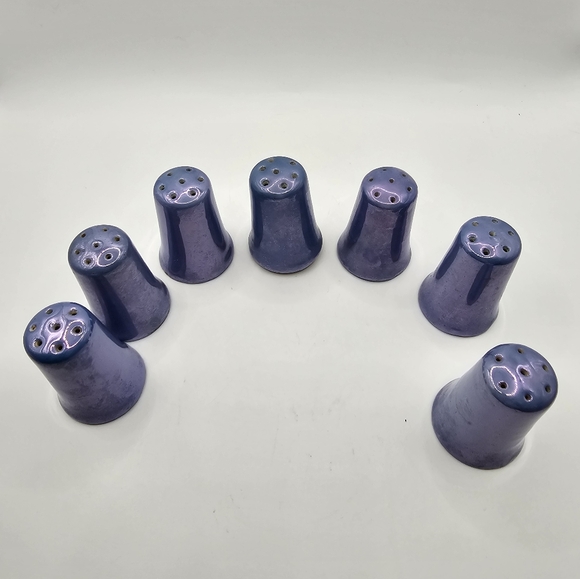 Set Of 7 Vintage Japanese Blue Lusterware Salt and Pepper Shakers With Cork Plug - Picture 3 of 7